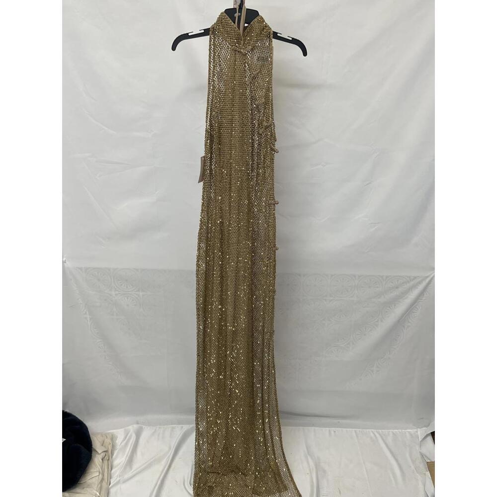 SAU LEE Santana Crystal Dress in Gold - Picture 8 of 9